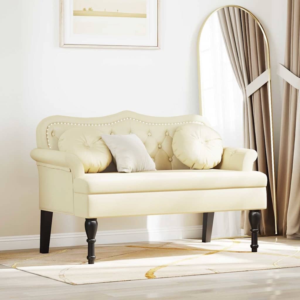 vidaXL Fotel Chesterfield Kremowy 120,5 x 65 x 75 cm Skóra