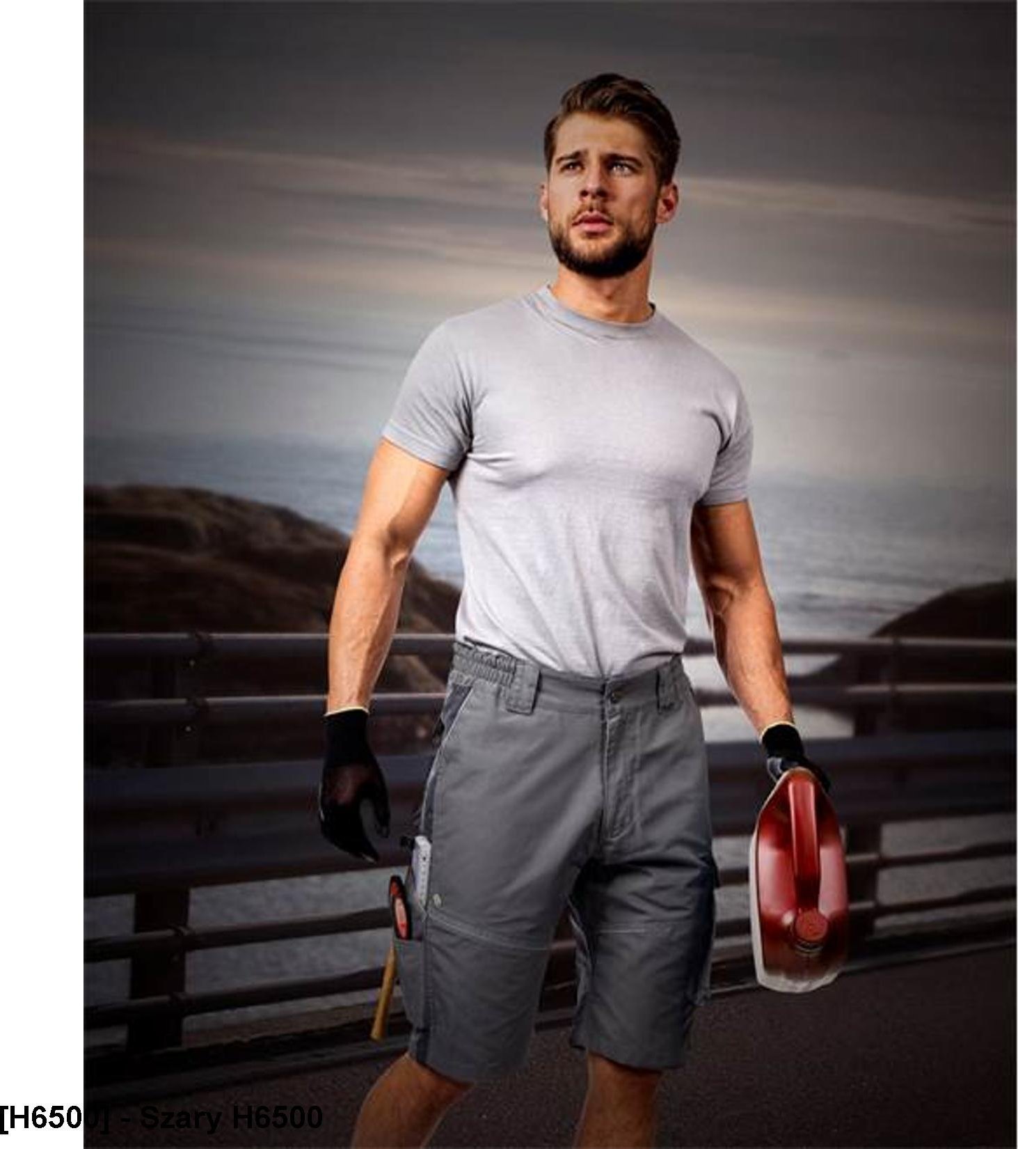 Ardon ARDON URBAN+ - szorty, 65 % poliester, 35 % bawełna, canvas, ok. 270 g/m Tabiflex - stretch, 10 kieszeni + na nakolanniki, - Szary H6500 52