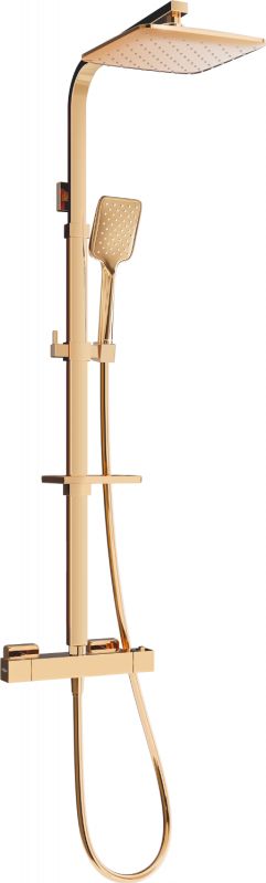 Zestaw prysznicowy Mexen Mexen CQ62 zestaw prysznicowy natynkowy z deszczownicą i baterią termostatyczną, różowe złoto - 772506295-60