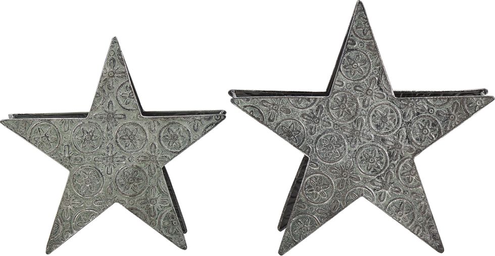 Beliani Zestaw 2 świeczników metalowych srebrny TORNIO