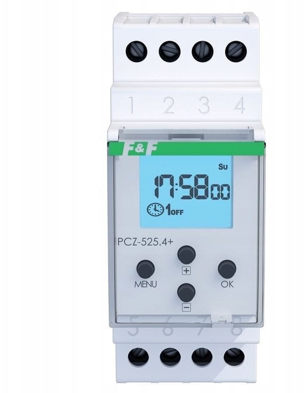 FF Zegar sterujący astronomiczny z programowalną przerwą nocną, 1-kanałowy z NFC, zewnętrzne wejście sterujące, iOS, Android, PCZ