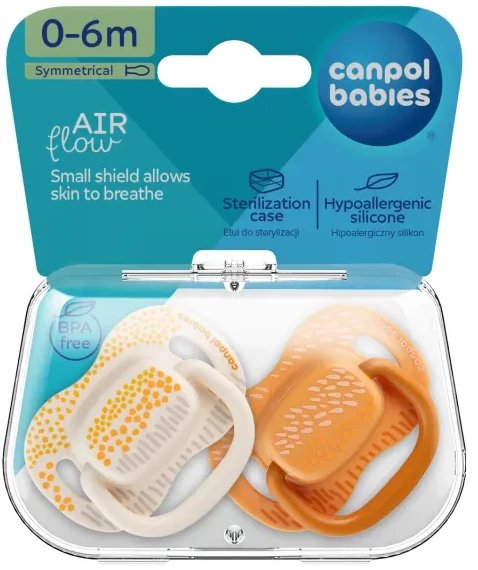 Smoczek symetryczny 0-6 m 2 szt. Mountains żółty Canpol babies