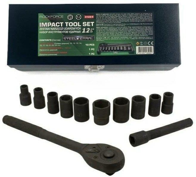 ROCKFORCE ZESTAW KLUCZY UDAR.12el. 1/2" 6KĄT. (10-24mm)