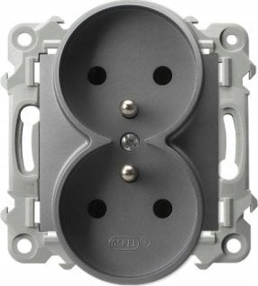 Ospel Gniazdo podwójne z uziemieniem Ospel Szafir GP-2ZRZ/m/70 moduł bez ramki szary mat