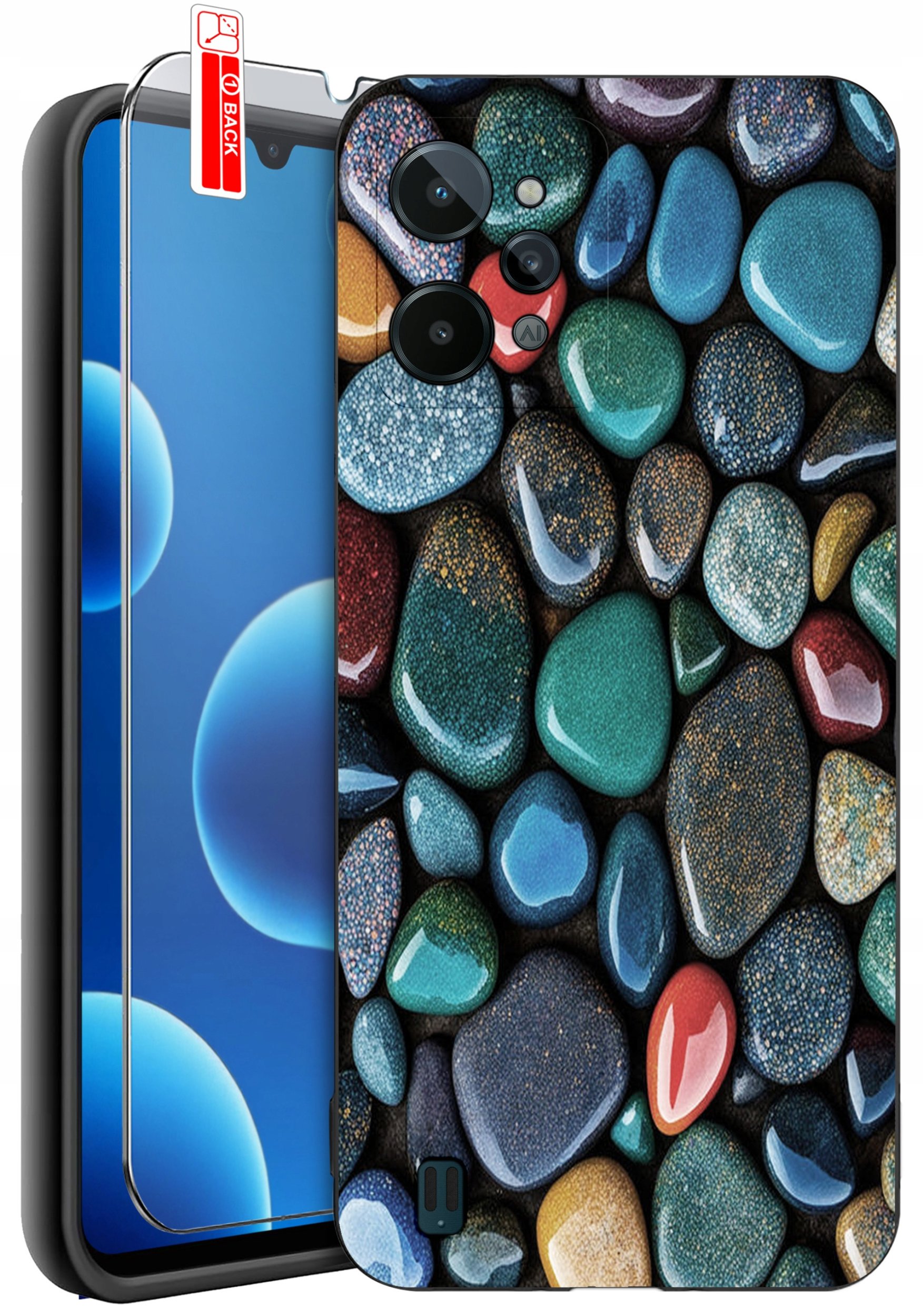 ETUI do Realme C31| WZORY | SILIKONOWE MATT CASE + SZKŁO 9H