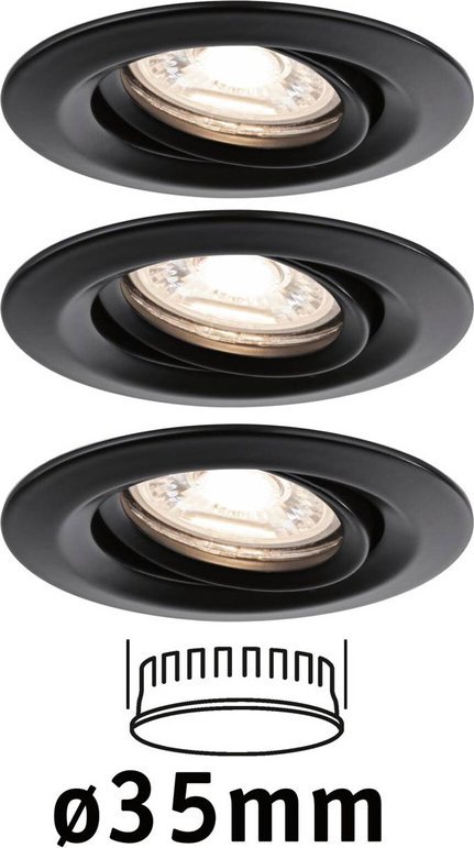 Paulmann Oprawa do wbudowania NOVA PLUS COIN LED Mini DIM wychylna 3x4W 310lm 66mm 2700K IP23 230V czarny matowy