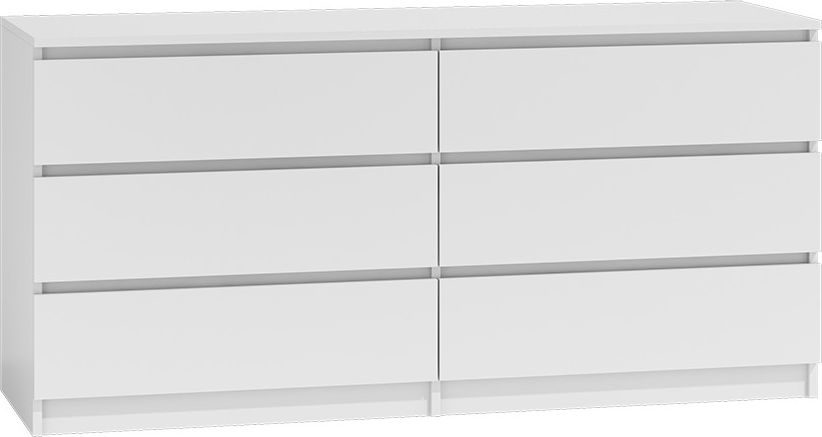 Topeshop Komoda 140cm 6 szuflad biały