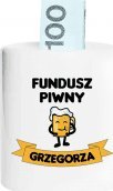 Koszulkowy Fundusz piwny + imię - produkt personalizowany - skarbonka z nadrukiem