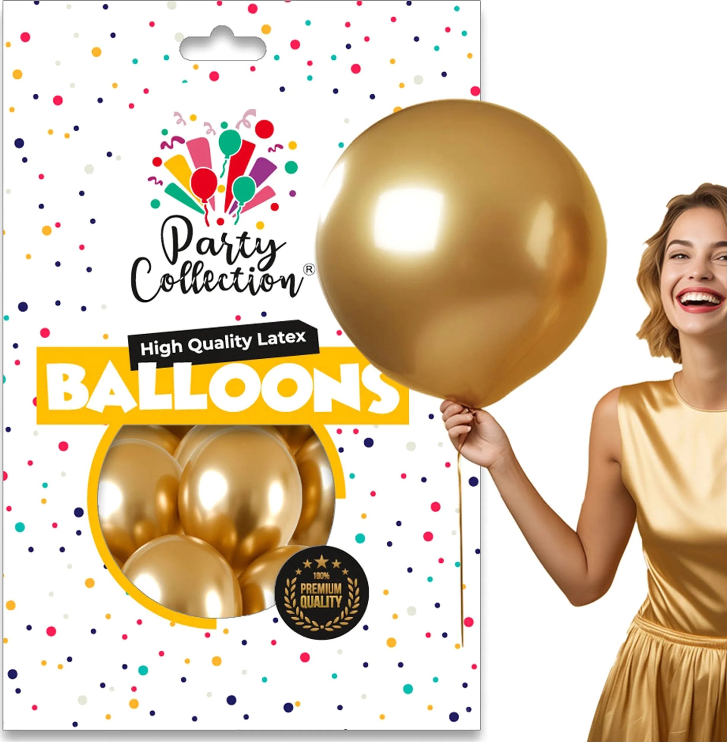 Balony ZŁOTE Chrom DUŻE 45cm Dekoracja Balonowa Profesjonalna Na Urodziny