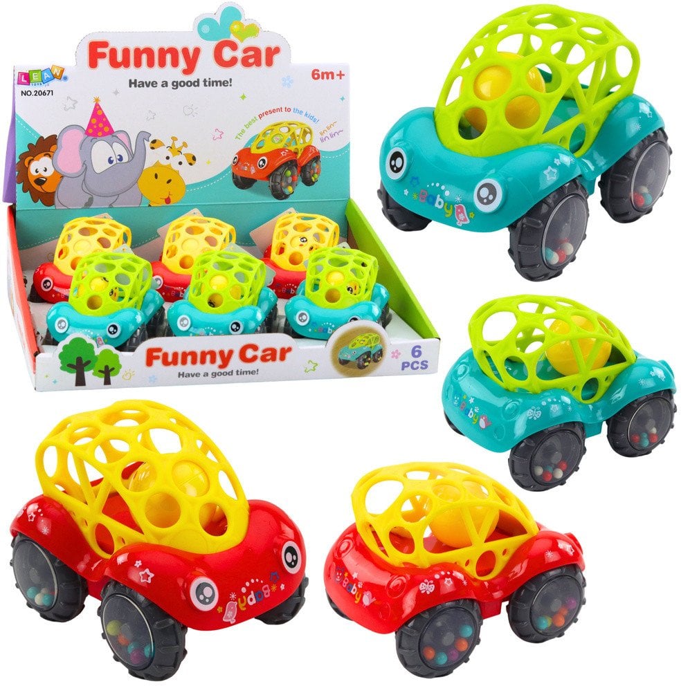 Samochodzik Autko Grzechota Dla Niemowląt Czerwony Zielony