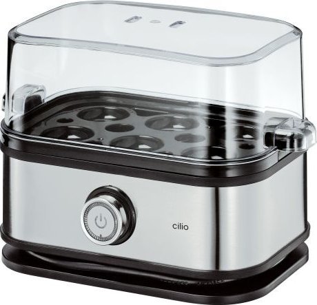 Cilio Urządzenie do gotowania jajek, na 6 jajek, stal nierdzewna/tworzywo sztuczne, 17 x 12 x 14,5 cm Classic / Cilio