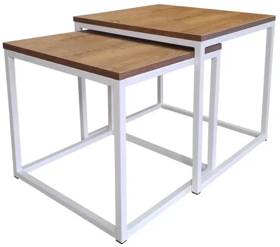 Stolik kawowy 2w1 CUBE orzech/biały ATOS