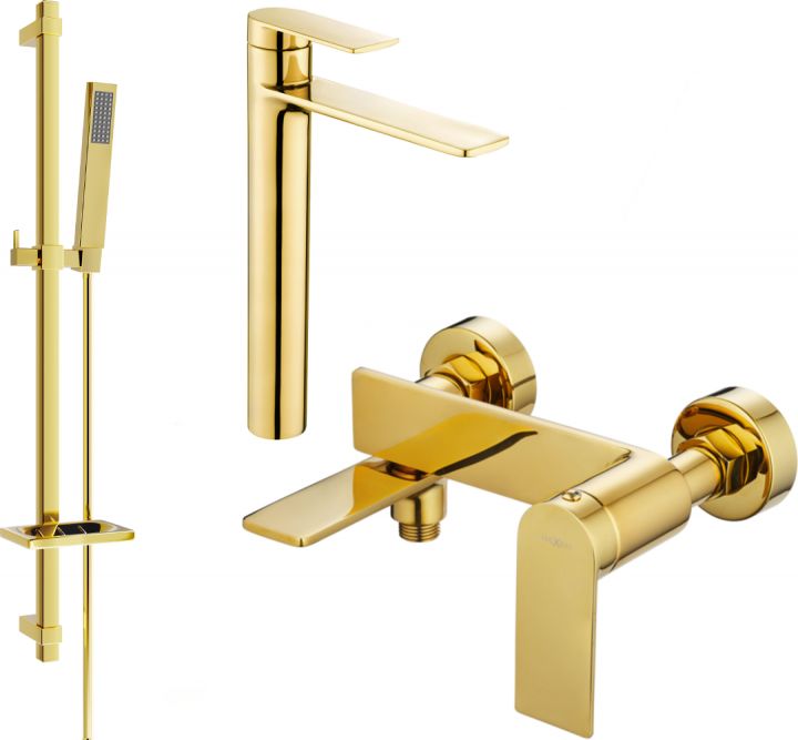 Mexen Mexen Zero DQ02 zestaw wannowy, złoty - 7113DQ02-50