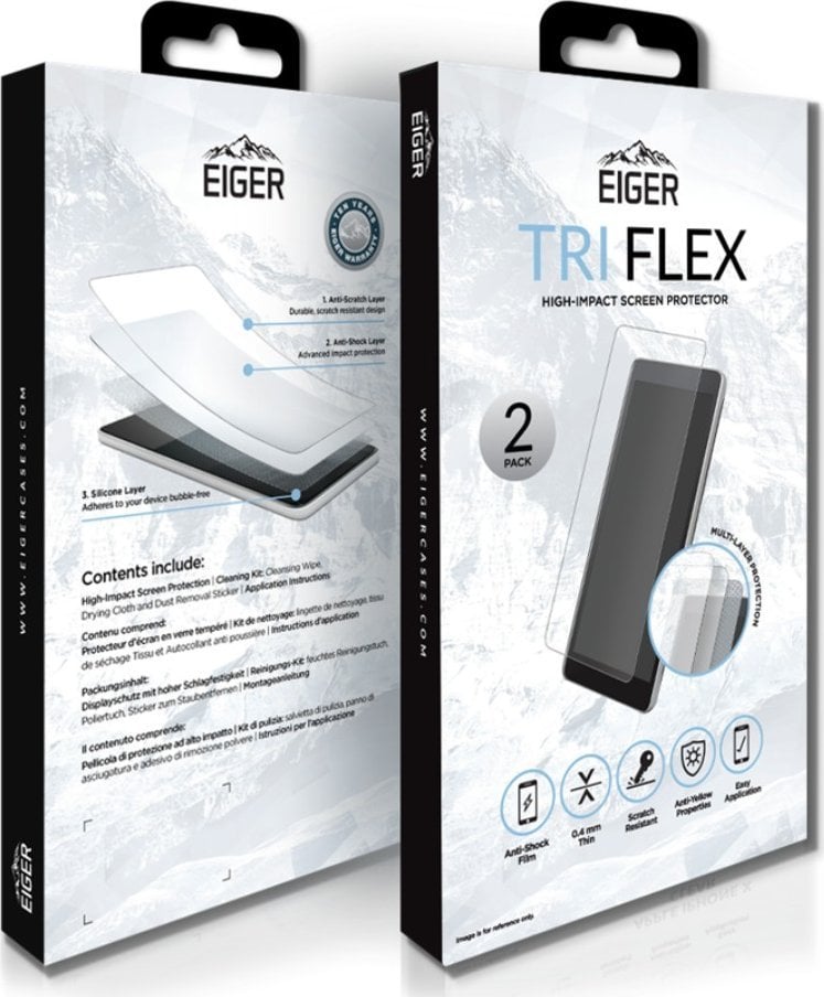 Eiger EIGER Tri Flex, Google, Pixel 3, Scratch resistant, Shock resistant, Transparent, 2 pc(s)