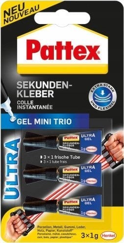 Pistolet do kleju Pattex Pattex Sekundenkleber Mini-Trio Gel, 3 Tuben mit je 1g