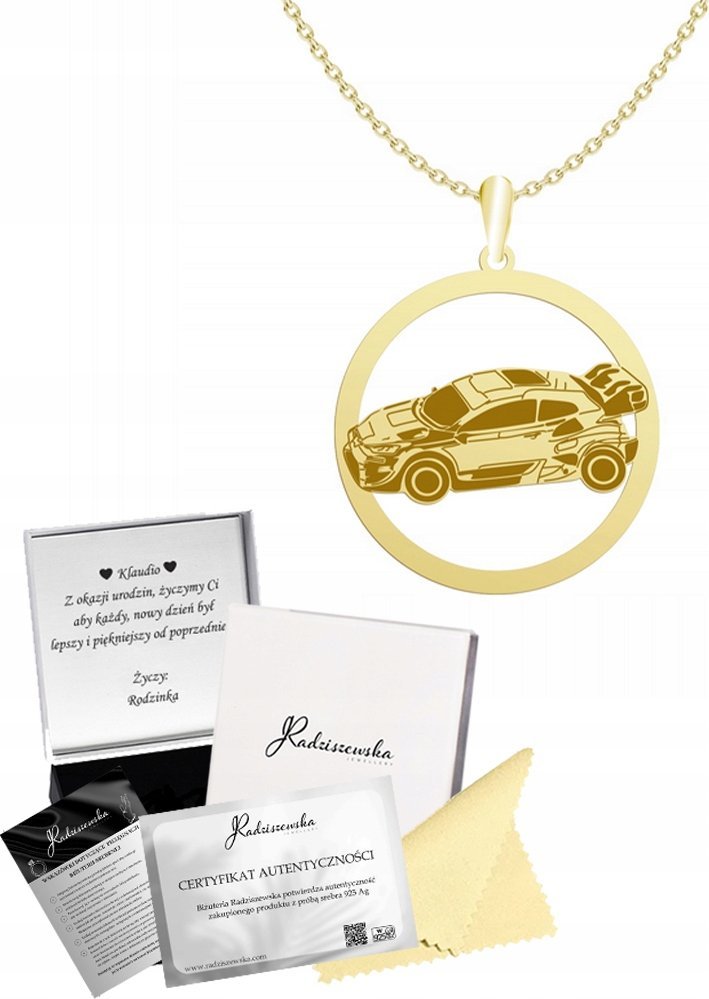 Radziszewska Jewellery Złoty Naszyjnik WRC Łańcuszek Srebro 925 Prezent GRAWER GRATIS