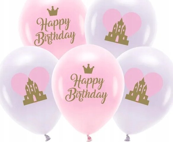 4DOGS Balony Eco 33 cm, Happy Birthday, mix (1 op. / 5 szt.)