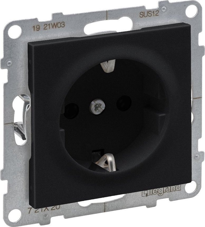 Legrand SUNO - Gniazdo SCHUKO 2P+Z - 16 A - 250 V~ - z przesłoną - zaciski automatyczne, Czarny - Legrand 721420 himp