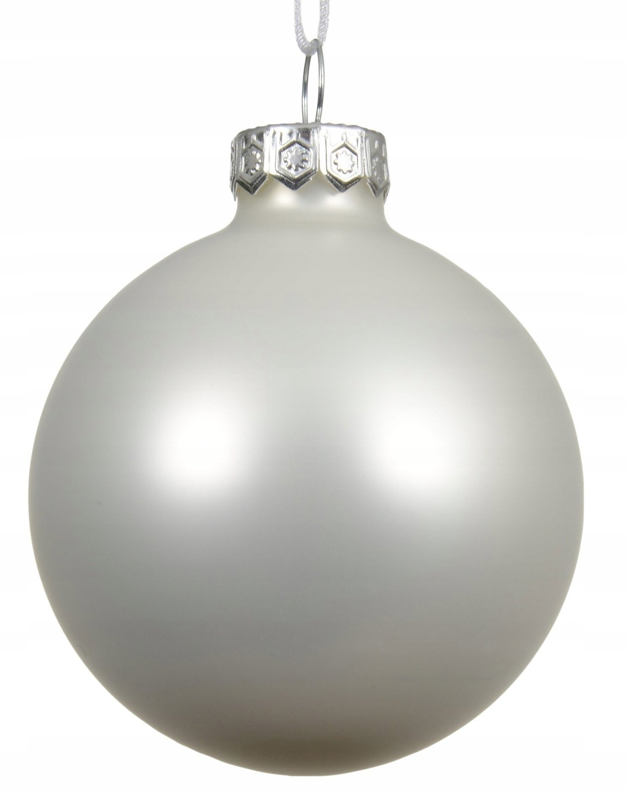 Bombka choinkowa szklana gładka srebrna duża 10cm 1szt