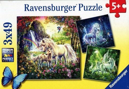 Ravensburger Puzzle 3x49 Piękne Jednorożce