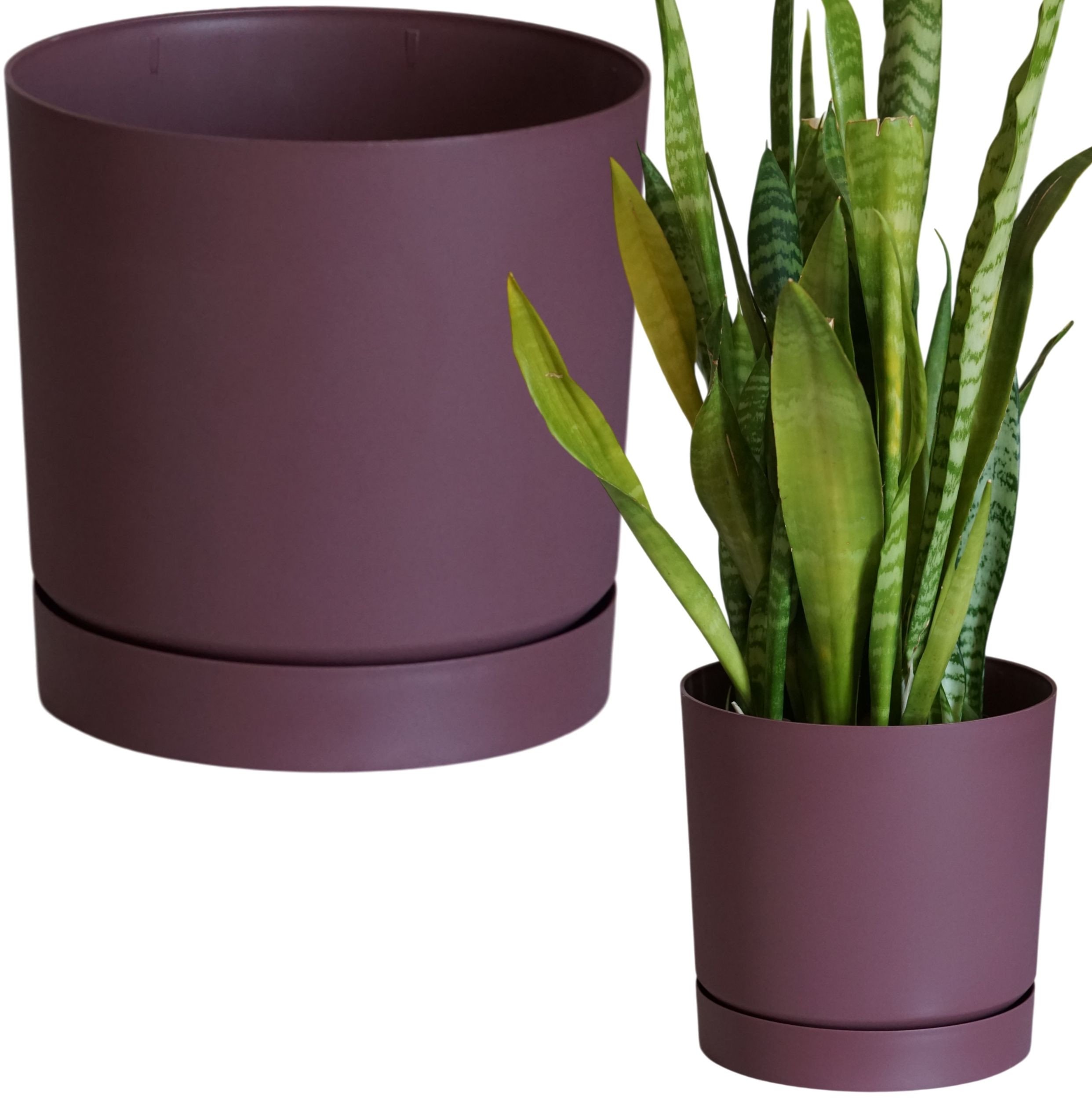 Doniczka z podstawką niska okrągła matowa 29,2cm Donica + podstawka