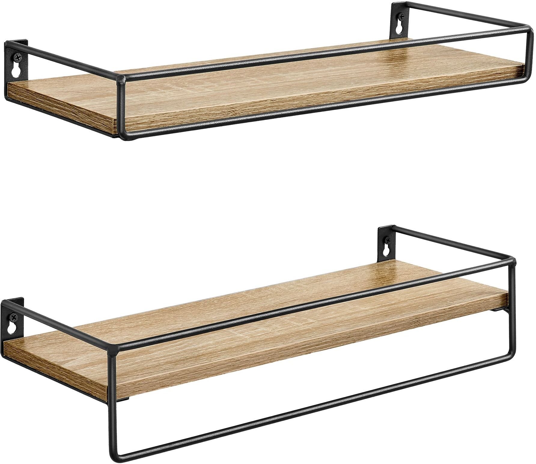 Zestaw 2 półek wiszących loft 40 cm sonoma czarne wsporniki