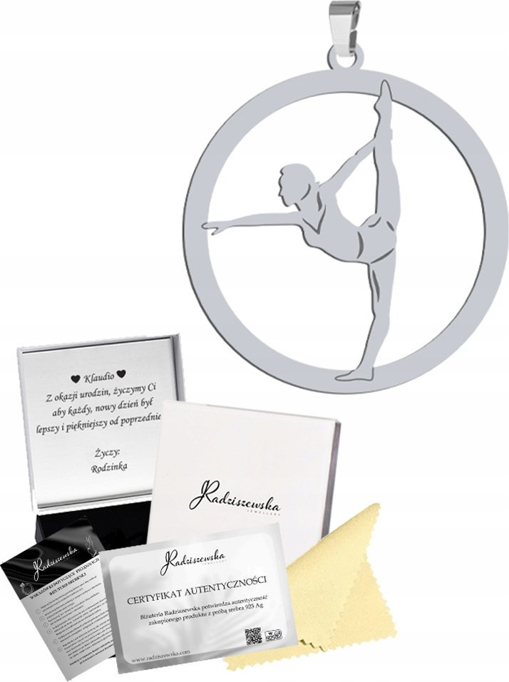 Radziszewska Zawieszka Srebrna Gimnastyka 925 Gimnastyczka GRAWER DEDYKACJA GRATIS