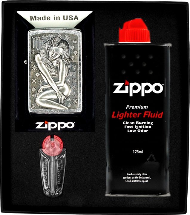 Zestaw ZIPPO Zapalniczka ZODIAC VIRGO panna Prezentowy No1
