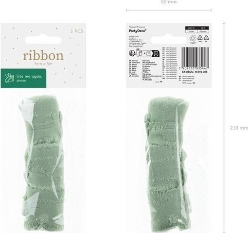 Wstążka szyfonowa pistacja 40mm/5m 3szt