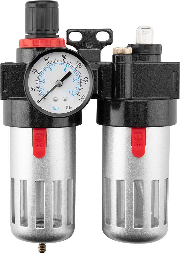 Neo Zestaw do uzdatniania powietrza (Zestaw do uzdatniania powietrza, filtr, naolejacz i reduktor , 1/2", metalowa obudowa)