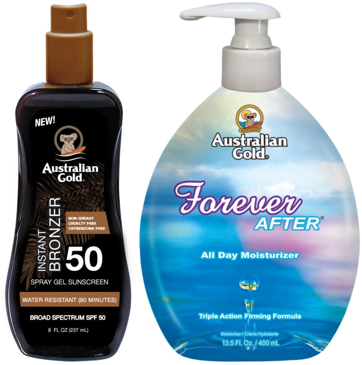 Australian Gold Żel W Sprayu Z Bronzerem SPF50 + Forever After 400ml