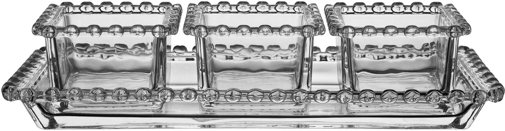 Zestaw 3 misek na tacy z obrzeżem w serduszka