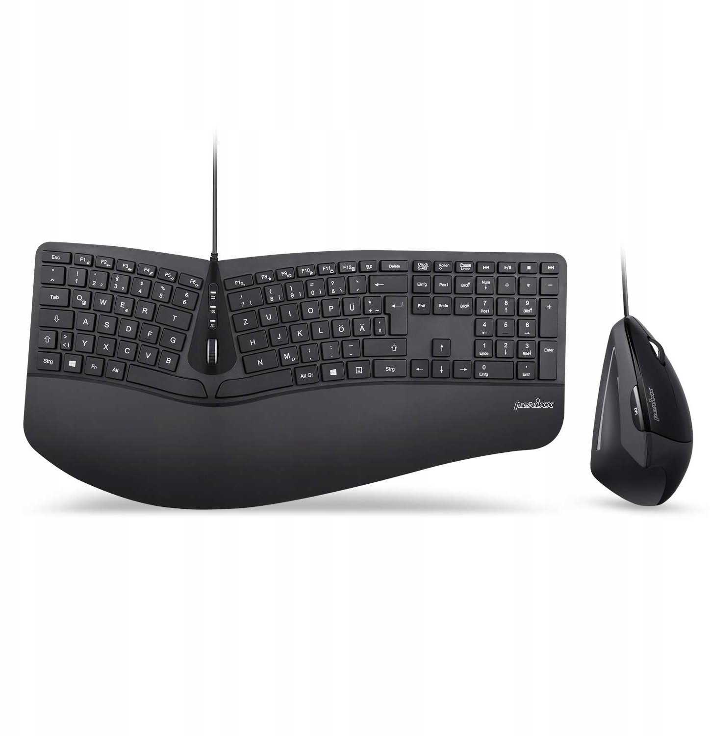 Klawiatura + mysz Perixx Perixx PERIDUO-505B, DE, wired USB ergonomic split keyboard and vertical mouse combo, black