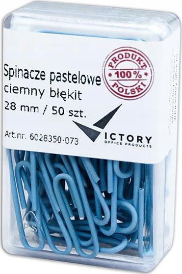 Victory Office Product SPINACZE BIUROWE VICTORY OFFICE 28MM 50 SZT. OKRĄGŁE PASTELOWE CIEMNONIEBIESKIE POJEMNIK PLASTIKOWY