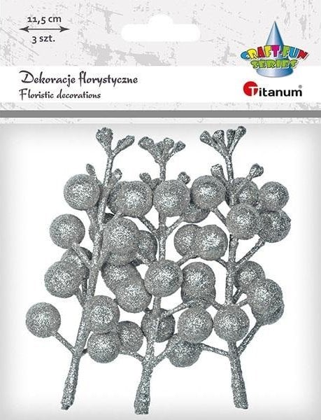 Titanum Gałązki owoców winobluszczu srebrne 3szt