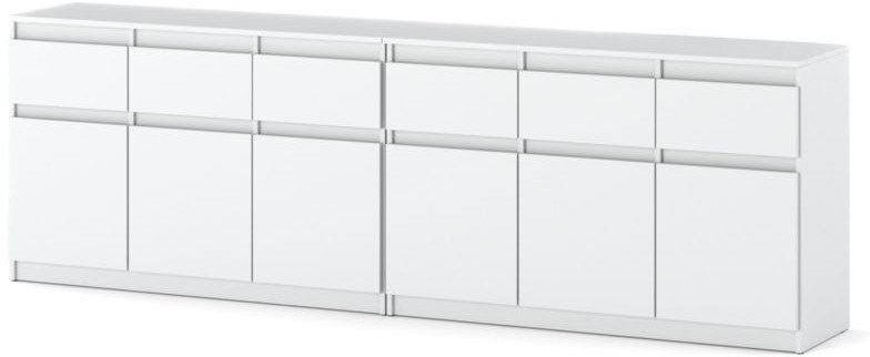 Komoda Biała Do Salonu Nowoczesna 240cm Pojemna Szafka Z 6 Szufladami