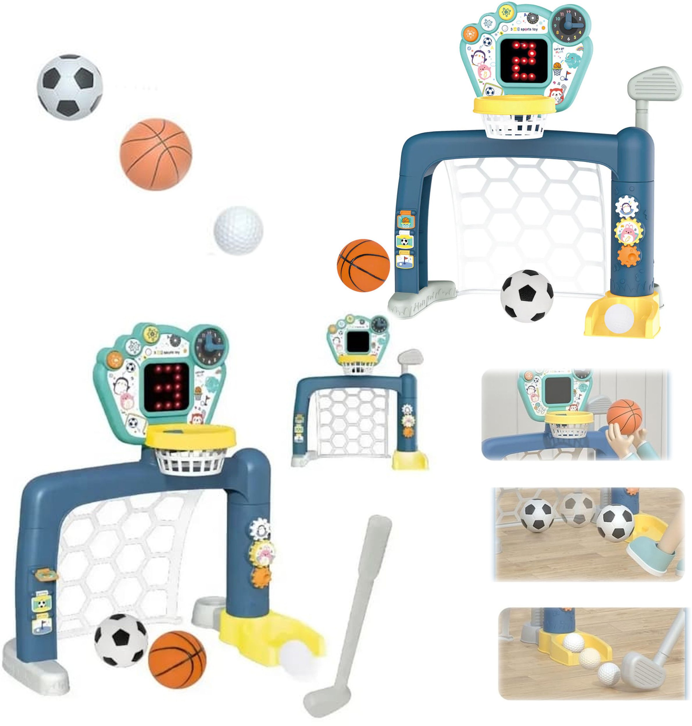 Coil zestaw dla dzieci 2w1 bramka interaktywna piłka nożna koszykówka golf centrum sportowe