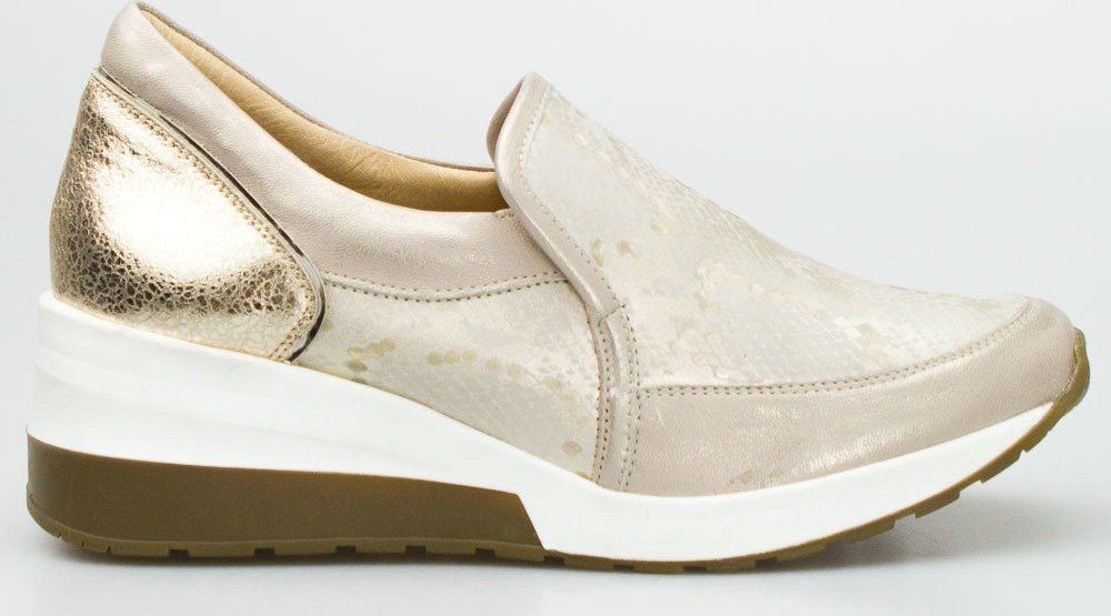 AGA Sneakersy wężowe skórzane złote Aga-38
