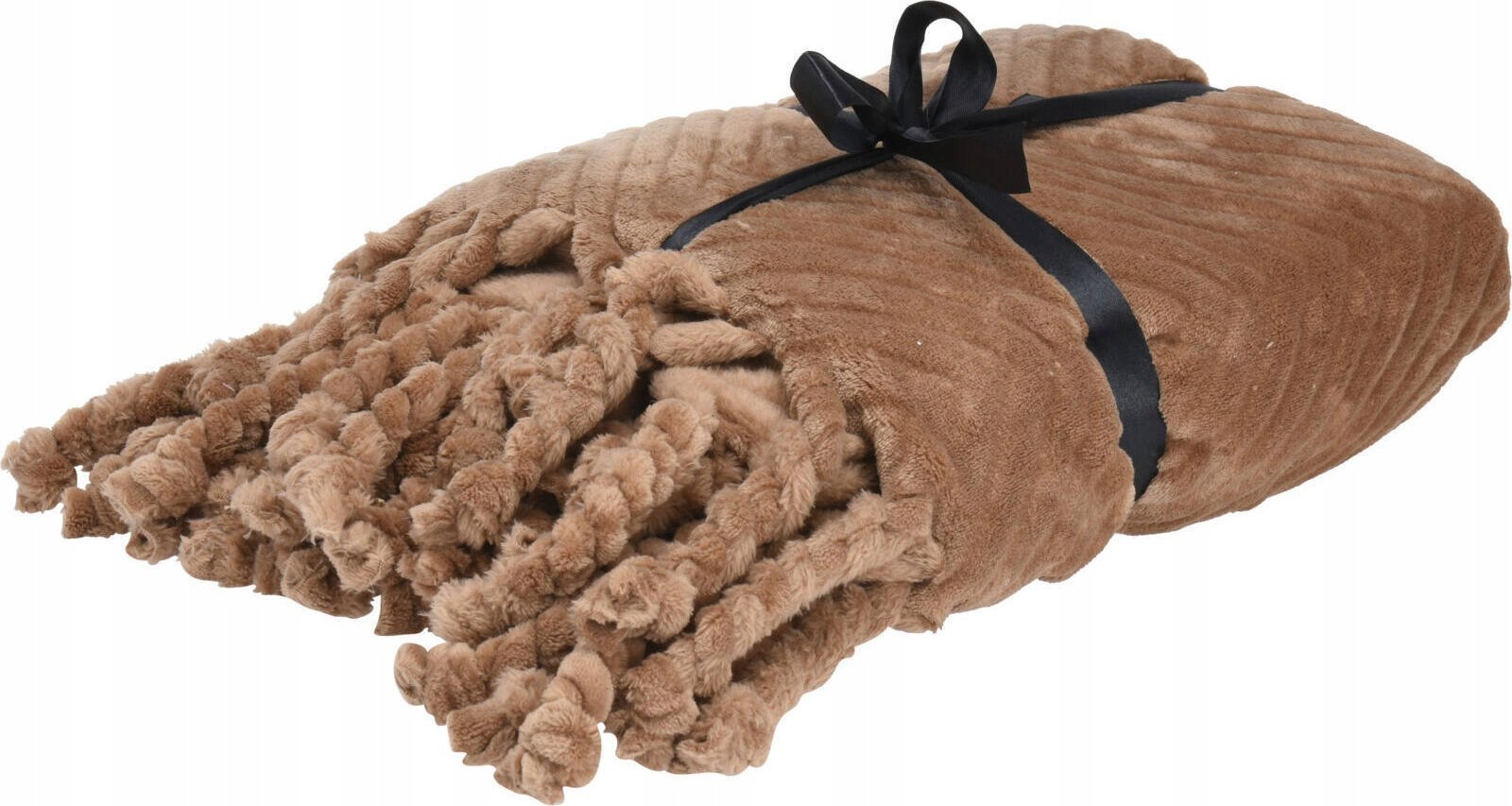 Home Styling Collection Kocyk boho z frędzlami, 100% poliester, 130 x 160 cm