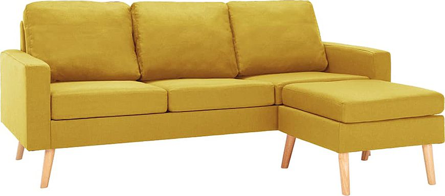 Elior 3-osobowa żółta sofa z podnóżkiem - Eroa 4Q