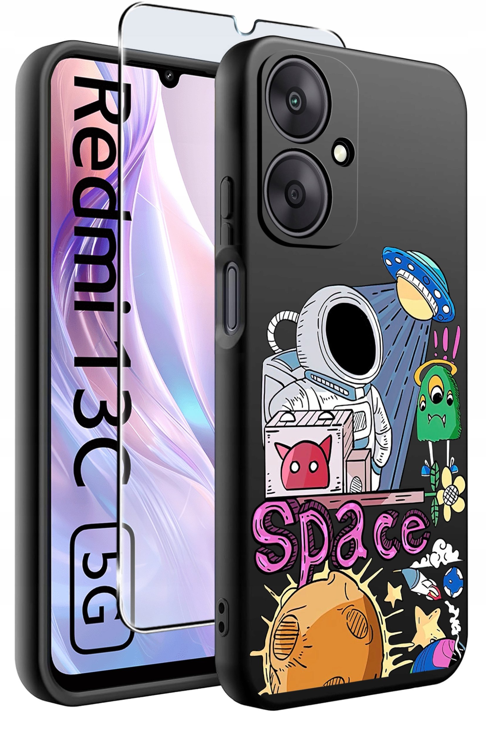 ETUI do Xiaomi Redmi 13C 5G WZORY |SILIKONOWE MATT CASE +SZKŁO HARTOWANE 9H