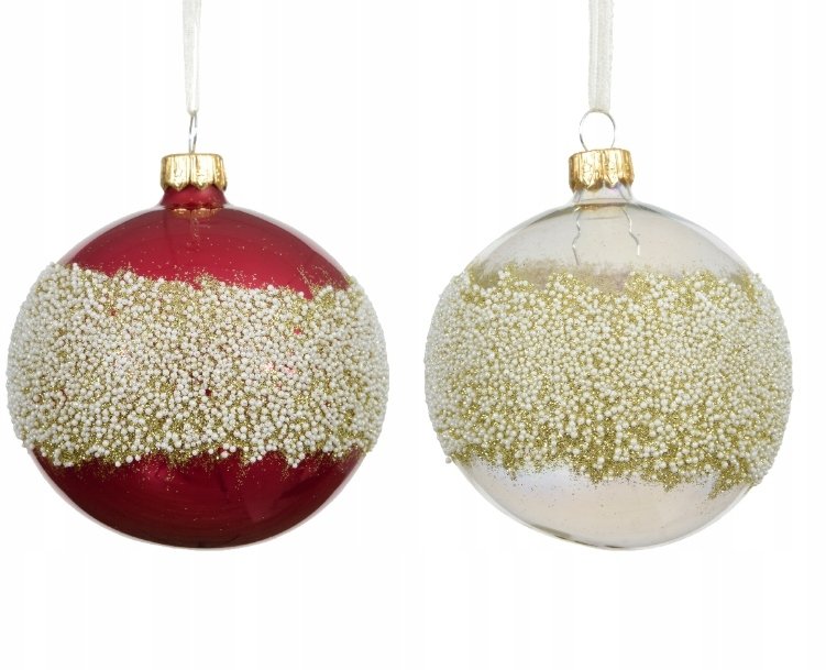 Bombka choinkowa szklana zdobiona 8 cm świąteczna 1 szt.