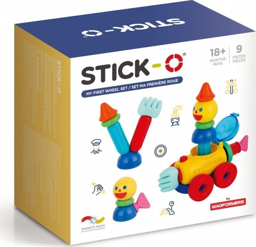 Magformers STICK-O MÓJ PIERWSZY ZESTAW Z KOŁAMI 9 EL.
