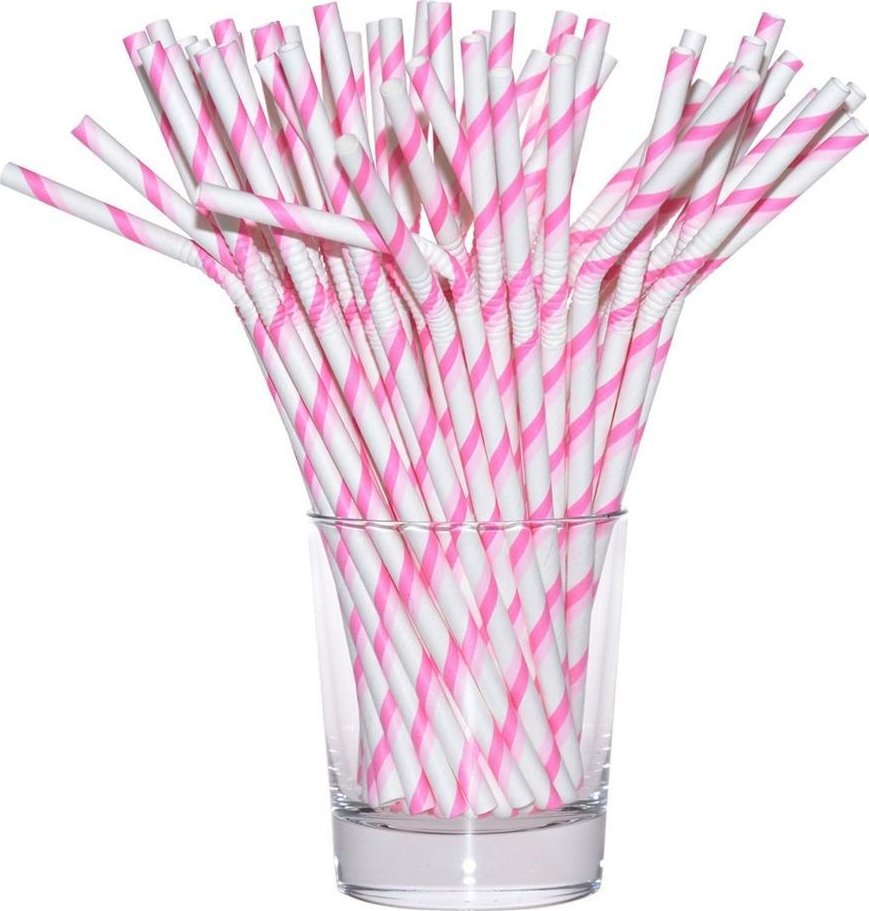 Arpex Słomki papierowe łamane różowe 12szt