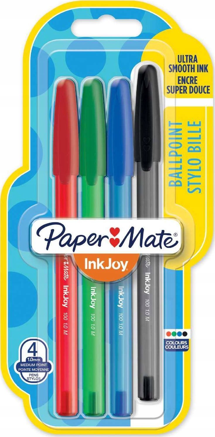 Paper Mate PAPER MATE Kugelschreiber InkJoy 100 Kappe 4er M 1.0mm Blister
