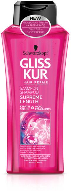 Schwarzkopf Gliss Kur Supreme Length Szampon do włosów oczyszczający 400ml