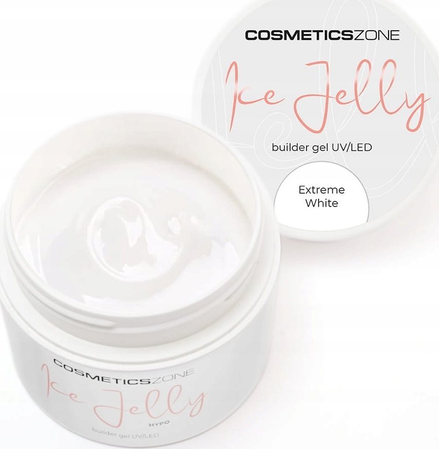 Cosmetics Zone Żel do przedłużania paznokci UV LED galaretka ICE JELLY biały - Extreme White 5ml