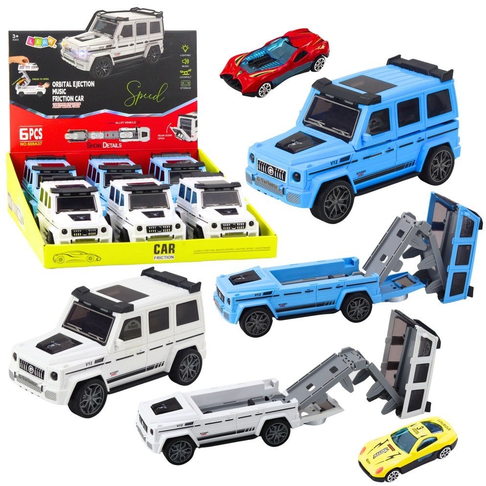 LeanToys Auto Terenowe Metalowe Ukryty Samochodzik Światło Dźwięk Biały Niebieski