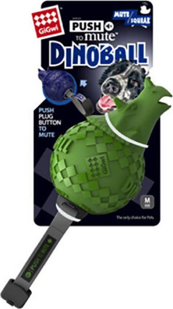 Zabawka dla psa GiGwi Push to Mute Dinoball Triceratops - dinozaur zielony