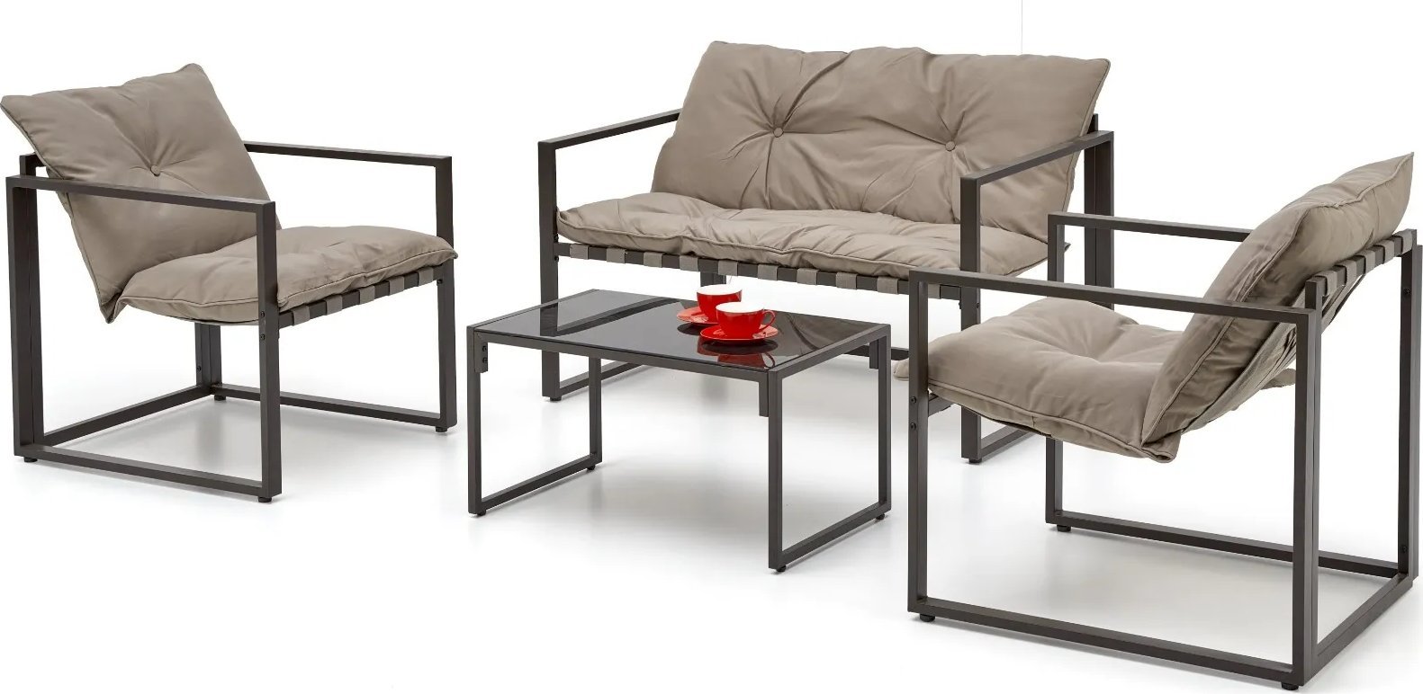 Halmar Zestaw mebli ogrodowych SHARK ciemny brąz/cappucino HALMAR